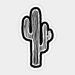 Cactus Doodle White Sticker